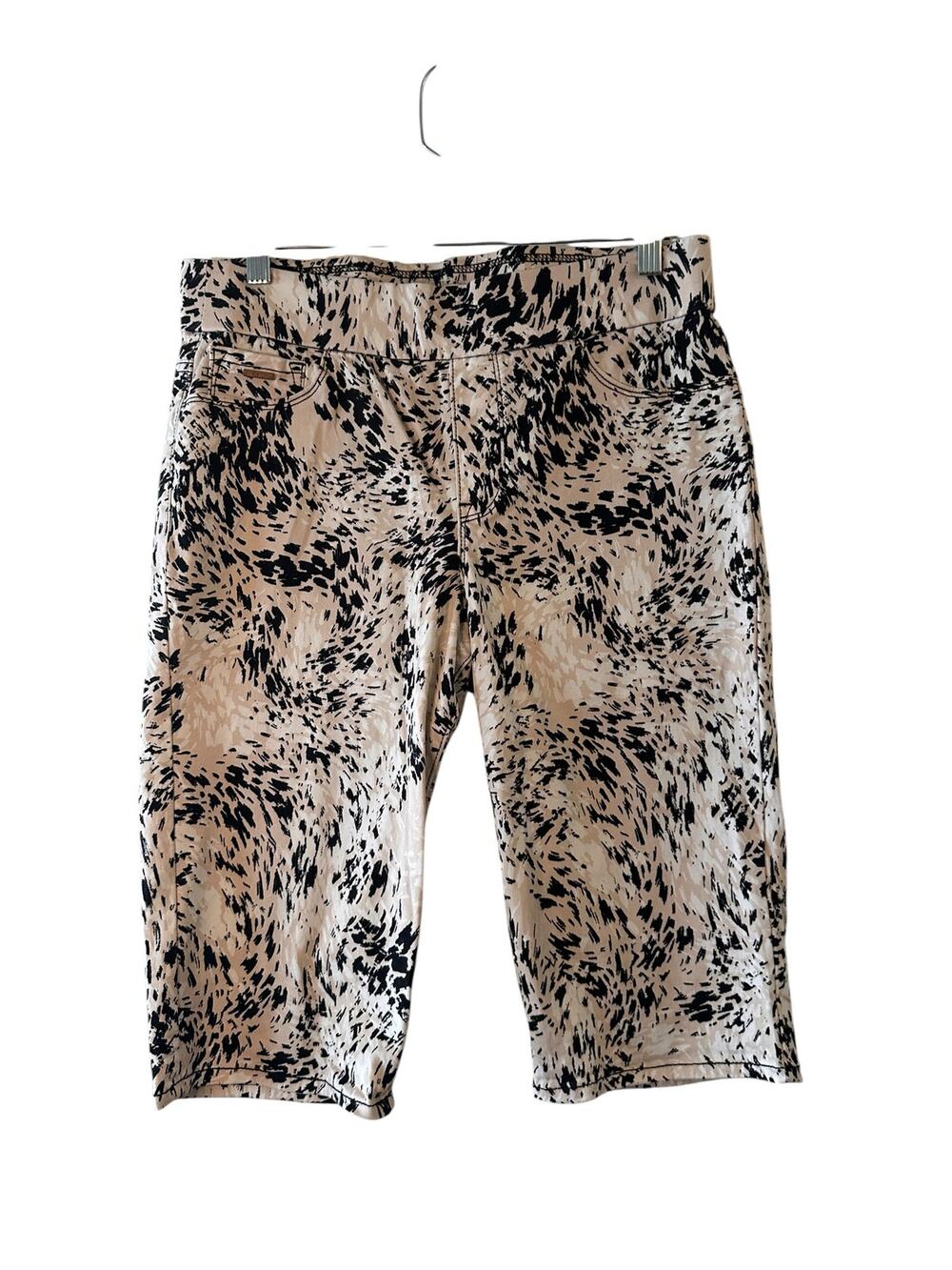 Nine West White Multi Animal Print Capri Pants Women Sz 8